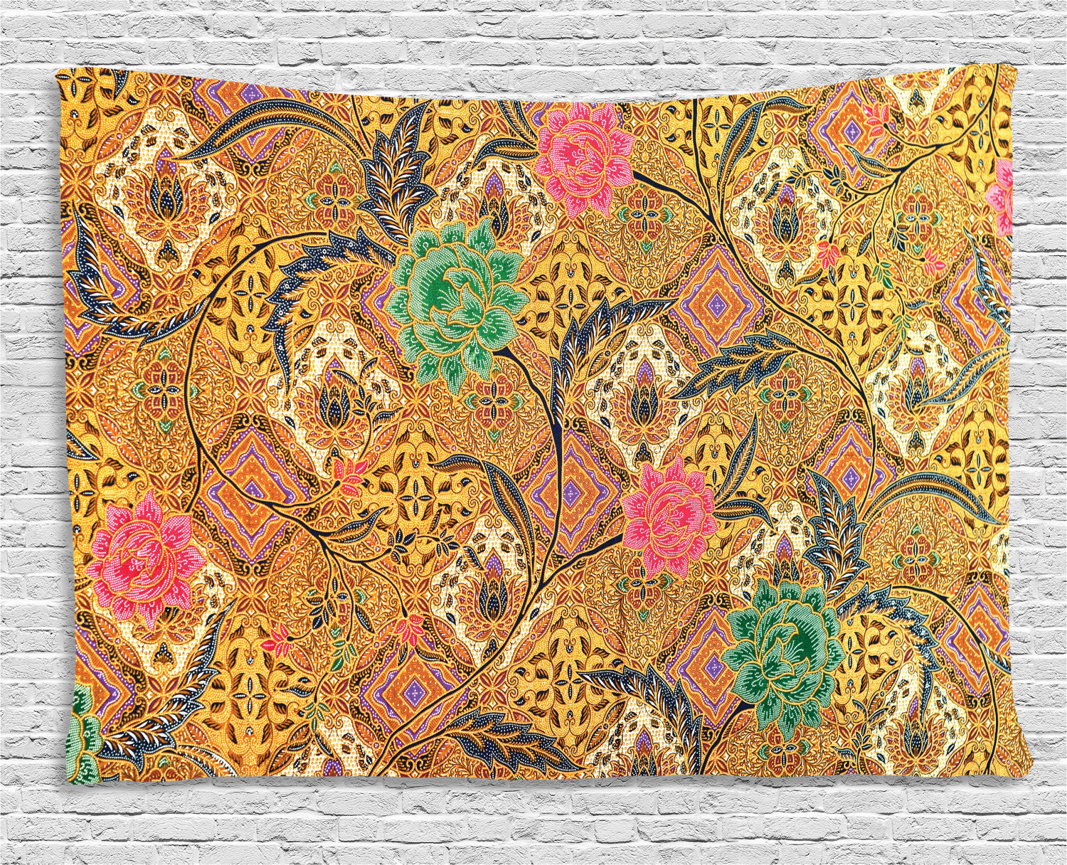 Asian Tapestry, Traditional Malaysian and Javanese Design Rich Retro Revival Pattern with 
