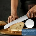 thumbnail image 5 of Remiawy Bread Knife, 8 inch Serrated Bread Knife , Stainless Steel Bread Cutter knife，Razor Sharp Wavy Edge for Homemade Bread, Bagels, Cake, 5 of 8