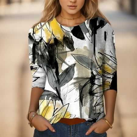 

Womens Swim Shirt Women Rash Guard Long Sleeve Printed Loose Fashionable Workout Tops for Women Women s Rash Guard Shirts Silver S