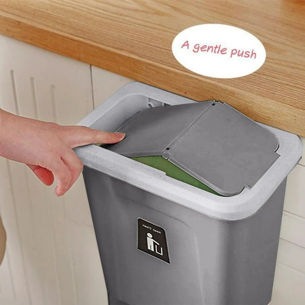 Hanging Pushtop Trash Can Automatic Return Lid for Fruit Vegetable