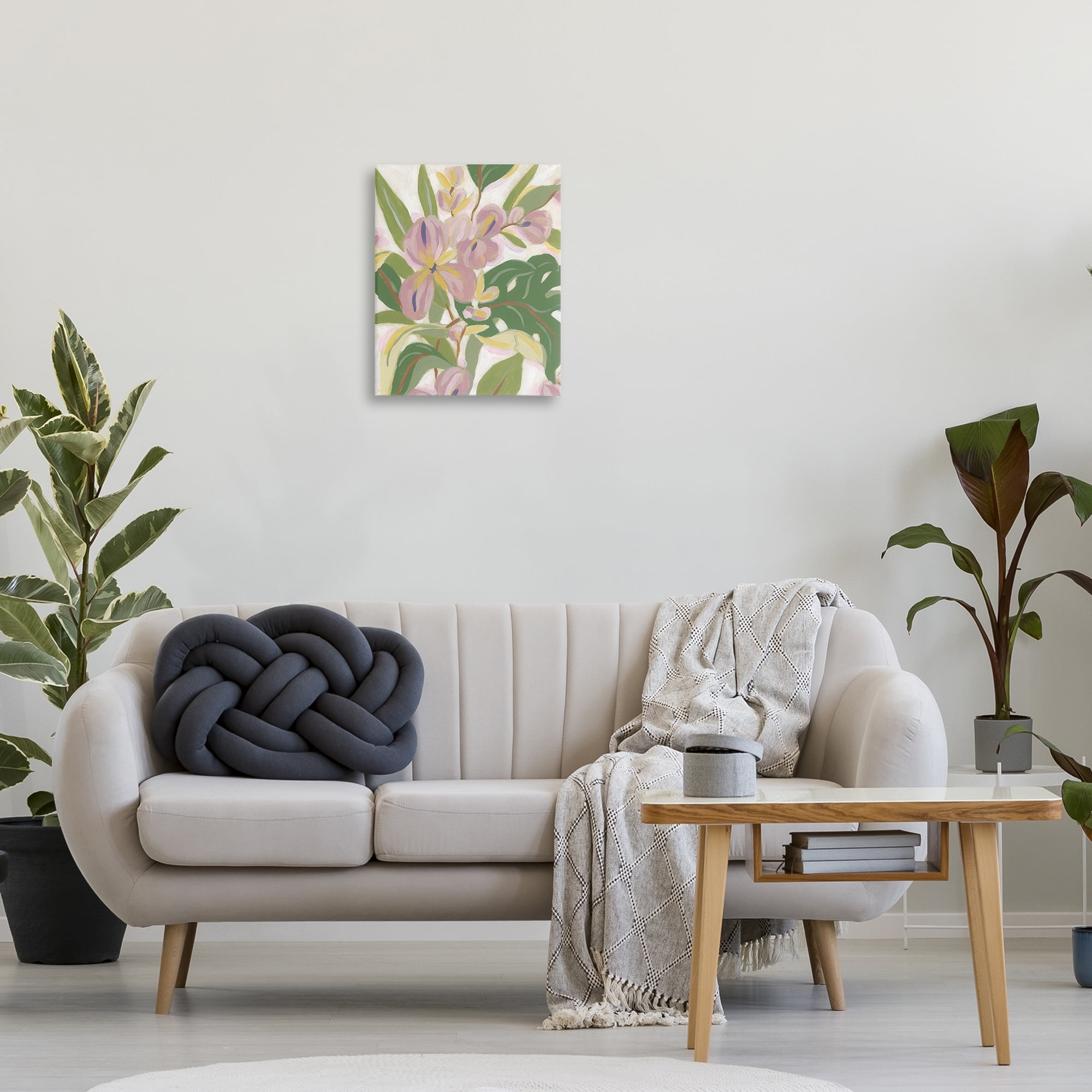Stupell Industries Pale Trillium & Leaves Plants & Flowers Painting Wrapped Canvas Art Print Wall Art, 16 x 20