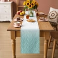 thumbnail image 2 of Modern Teal Green Table Runner 90 Inches, Abstract Ombre Geometric Morocco Bed Runner Dresser Scarves Tabletop for Indoor Outdoor Parties/Ceremony/Banquet, 13" x 90", 2 of 9