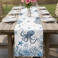 thumbnail image 4 of Blue Coastal Octopus Table Runner 72 Inches, Summer Ocean Sea Coral Shells Bed Runner Dresser Scarves Tabletop for Indoor Outdoor Parties/Ceremony/Banquet, 14" x 72", 4 of 9