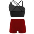 thumbnail image 2 of Linjinx Kids Girls 2 Piece Sport Outfit Sleeveless Crop Tank Top And Shorts Set Dance Gymnastics Black&Burgundy 6, 2 of 5