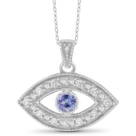 JewelersClub Tanzanite Accent and White Diamond Accent Sterling Silver Evil Eye Pendant