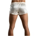 thumbnail image 4 of Aueoeo Mens Satin Pajama Shorts Solid Color Sleepwear Casual Silkys Pajama Shorts Elastic Waist Sleepwear Pajama Short Pants, 4 of 4
