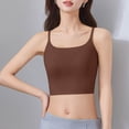 thumbnail image 5 of Xijirk Women Square Neck Thin Strap Camisole Integrated Chest Pad Short Cut Length for Outdoor Group Activities Friend Social Moments Daily Casual Outfits,Brown,L, 5 of 7