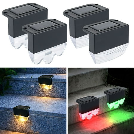

Jytue 2PCS LED Solar Deck Lights Waterproof Solar Fence Stair Lights with Warm and Colorful Lights Outdoor Solar Step Lights for Patio Yard Garden Pathway Lighting