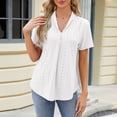 thumbnail image 2 of Kcolen Blouse Tops for Women V Neck Summer Short Sleeve Classic Fit Solid Color Tee Shirt Women's Summer Going Out Clothes Outfits 2026,White, 2 of 6