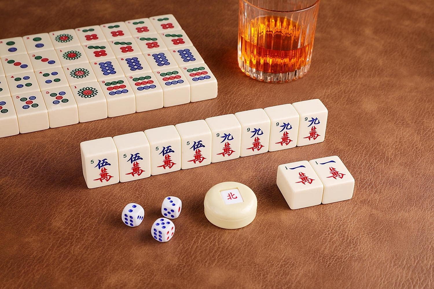Chinese Mahjong X-Large 144 Numbered White Ivory Color Melamine Tiles 1.5 Inch Large Tile with Carrying Travel Case Pro Complete Game Set -( Majiang,Mah Jong, Mahjongg, Mah-Jong)