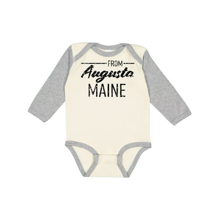 

Inktastic From Augusta Maine in Black Distressed Text Gift Baby Boy or Baby Girl Long Sleeve Bodysuit