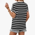 thumbnail image 5 of Oksale Women Striped Summer Tops Casual Crewneck Cotton Shirts Soft Comfortable Lightweight Short Sleeve Basic Tees Black S, 5 of 8
