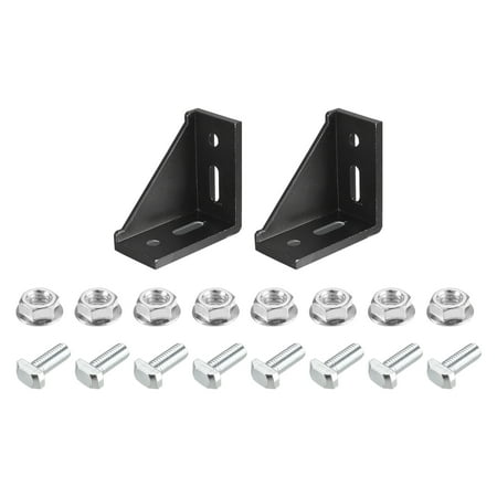 

2Sets 4080 European Inside Corner Bracket Gusset Kits 77x77x40mm - Black