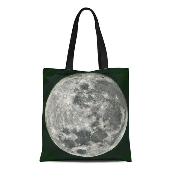 JSDART Canvas Tote Bag Luna Full Moon Taken on 22 June Crater Astronomy Durable Reusable Shopping Shoulder Grocery Bag