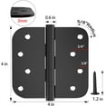 thumbnail image 2 of Black Door Hinges Exterior Door Hinges 4 Inch Stainless Steel Hinges Ball Bearing Door Hinges Silent Thickness 3mm Heavy Duty Hinge with Rounded 5/8" Radius Corner 3 Pack, 2 of 4