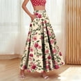 thumbnail image 2 of ZToonmas Women's Floral Print High Waist Maxi Skirt Boho A-Line Flared Long Skirt with Elastic Waist and Pockets, 2 of 9