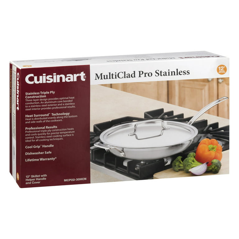 Cuisinart MultiClad Pro 12 w/Helper Handle Skillet, Inch, Stainless Steel