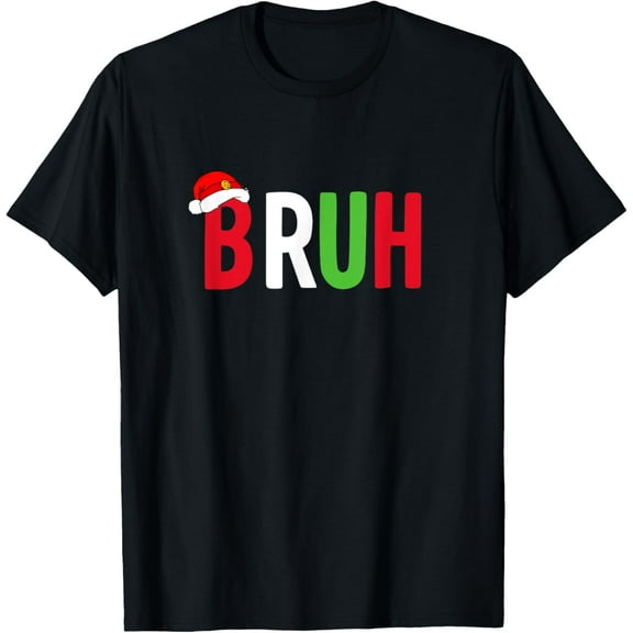 Bruh Christmas Shirt for Teen Boys Funny Christmas Bruh T-Shirt