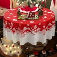 thumbnail image 3 of Nappe de Noël, Nappe de Noël Flocon de Neige pour l'Hiver, Nappes de Noël Rouges, Nappe de Noël Imperméable pour Table, Cuisine, Salle à Manger, Fête, 60 Pouces Ronde, 3 of 5