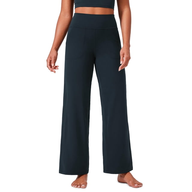 Pantalones de yoga CRZ YOGA Butterlift, cintura alta, pierna ancha, azul marino, talla M