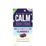 Natural Vitality CALM for Kids Sleep Gummies, Nighttime Berry Flavor, Magnesium with Melatoninand L-Theanine, For Relaxation and Restful Sleep,*Gluten Free, Dietary Supplement, 60 Gummies