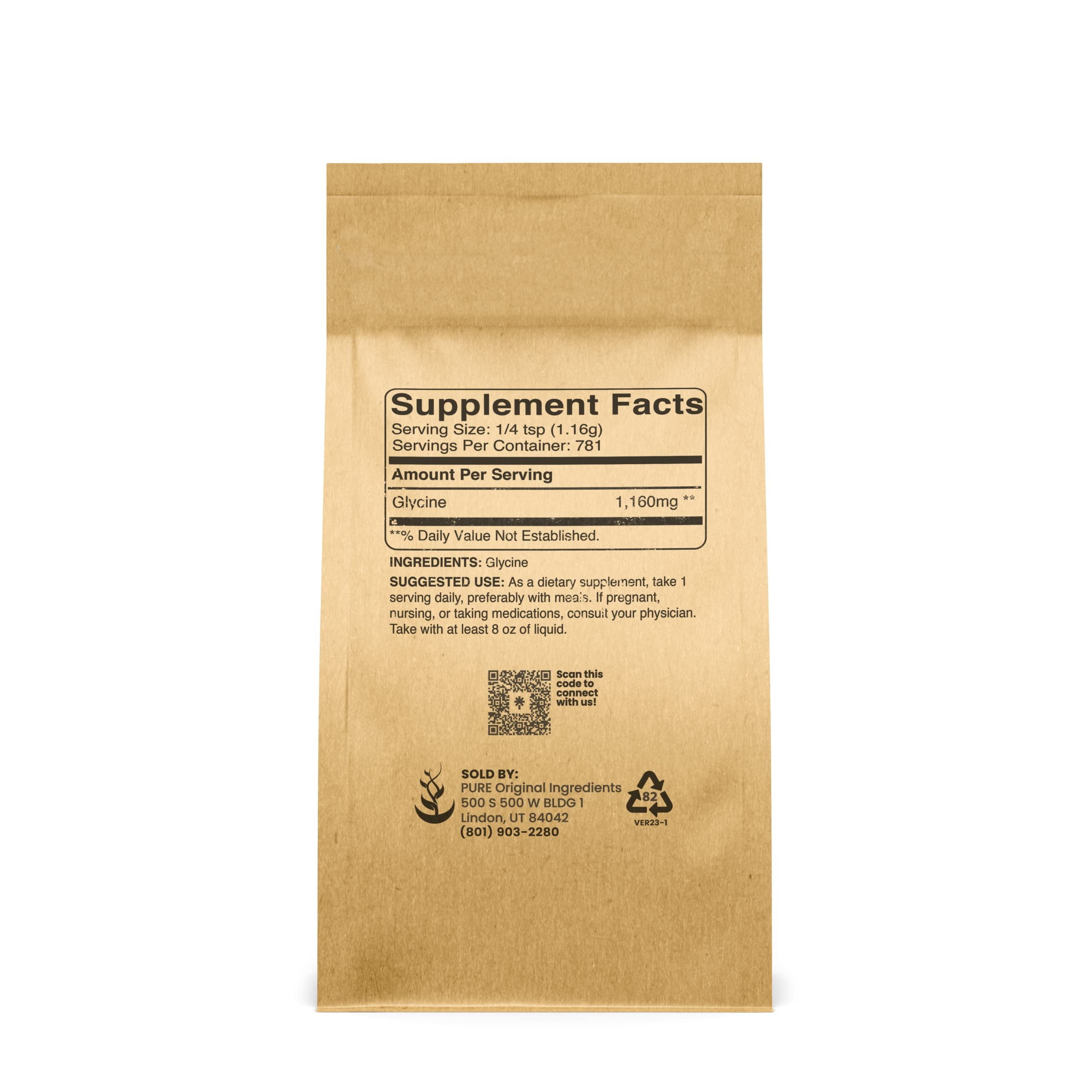 Pure Original Ingredients Glycine Powder 2lb Non-GMO, Non-Essential Amino Acid, Allergen-Free