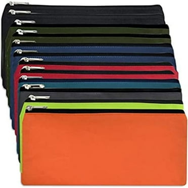 24 Pack of Bulk Wholesale 3 Ring Binder Clear Window Zippered Pencil Cases for Pens, Pencils, Markers, Scissors, Sharpeners, Erasers, Students and Classrooms in 8 Assorted Colors