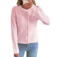 thumbnail image 2 of Suéteres Tipo Cárdigan de Larga con Cuello en V para Mujer, Chaquetas de Punto Gruesas, y con Botones, para Otoño e Invierno. Rosa XL, 2 of 8