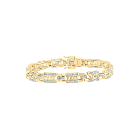 10kt Yellow Gold Mens Round Diamond Link Bracelet 3/4 Cttw