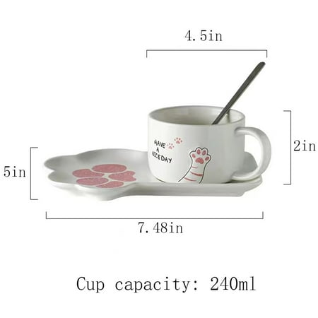 

Cute Cat Porcelain Coffee Mug Set With Handle Animal Mug Tray Creative Drinkware Coffee Tea Cup Novelty Milk Cup Breakfast
