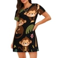 thumbnail image 1 of Easygdp Monkeys Swinging from Palms Camisón de manga corta para mujer, informal, estampado, 1 of 6