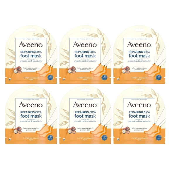 Mascarilla Reparadora para Pies Aveeno Cica 3 Unidades con Avena Prebiótica y Manteca de Karité