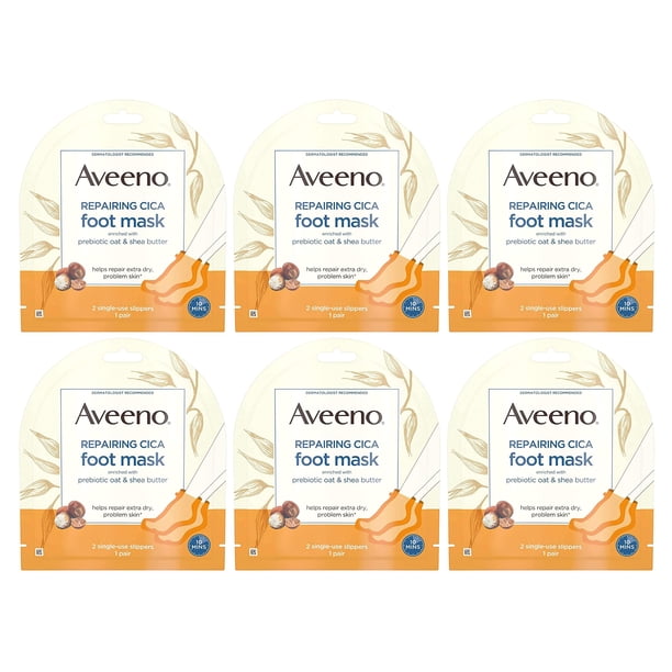 Mascarilla Reparadora para Pies Aveeno Cica 3 Unidades con Avena Prebiótica y Manteca de Karité