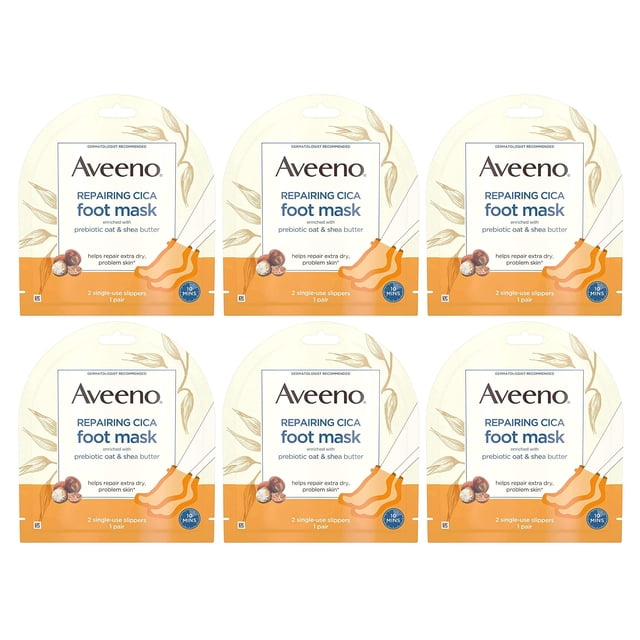 Mascarilla Reparadora para Pies Aveeno Cica 3 Unidades con Avena Prebiótica y Manteca de Karité