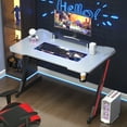 thumbnail image 7 of Homall 44" Z-Shaped Gaming Desk Carbon Fiber Surface Desk with Cup Holder & Headphone Hook, White, 7 of 7