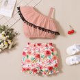 thumbnail image 2 of Vedolay Girl Short Sets Toddler Girl's 2 Piece Outfits Figure Graphic Bow Front Tank Top and Floral Print Shorts,White 2-3 Years, 2 of 5