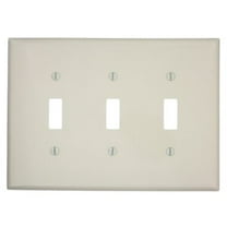 Leviton PJ3-A 3-Gang Toggle Switch Wall Plate, Midway Size Cover, Unbreakable Thermoplastic, Almond
