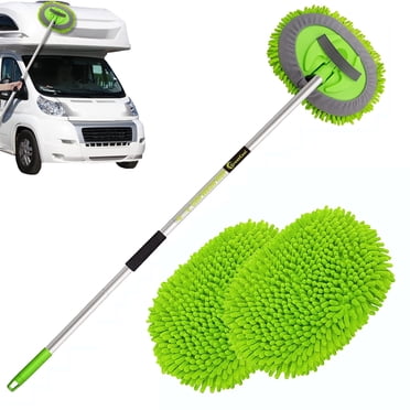 GreatCool 62" Car Wash Brush Kit Mitt Mop Sponge with Long Handle Chenille Microfiber Car Cleaning Brush Kit Supplies Car Washing Mop Kit Car Care of Scratch-Free Replacement Head for Car RV Truck