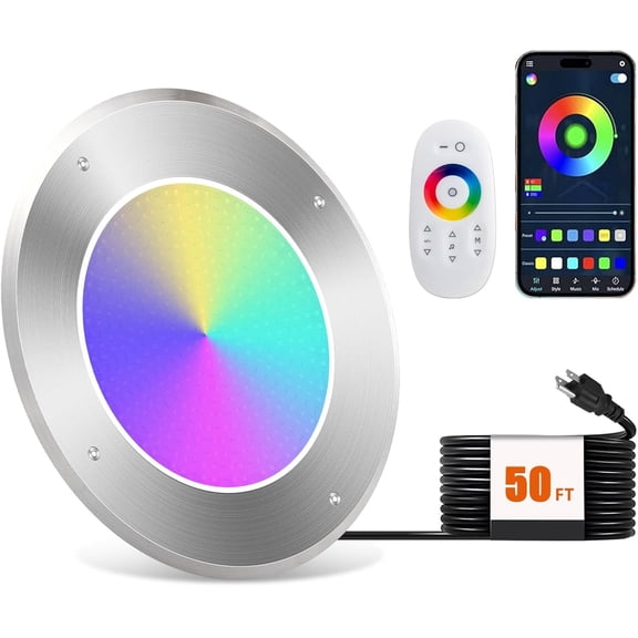 10" RGB LED Underwater Pool Light 54Watt Swimming Pool Lights with 50FT Cord