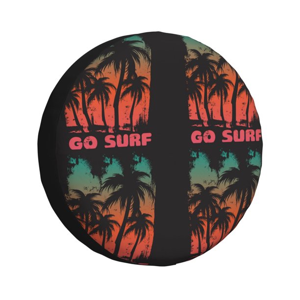 Fotbe Go Surfer Funda de Llanta de Repuesto con Estampado, Engrosada, Ajuste Universal para Jeep, Remolque, RV, SUV, Camión-15 inch