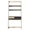 Dane 3-Shelf Wood Weathered White and Walnut Oak Ladder Desk with ...
