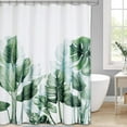 thumbnail image 1 of Cortina de Ducha con Gancho, Patrón de Planta de Hoja de Plátano de Palmera Tropical, Tela de Baño Impermeable y Resistente al Moho, 100% Poliéster, 150x180cm brillar  Electrónica, 1 of 5