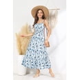 thumbnail image 2 of Vestido GRACE KARIN para verano, estilo bohemio y playa, maxi azul con estampado floral, 2 of 8
