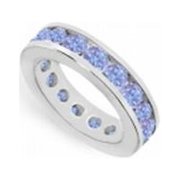 Fine Jewelry Vault UBUAGRD700TZ14125 Eternity Rings 7 CT Created Tanzanite Wedding Band in 925 Sterling Silver