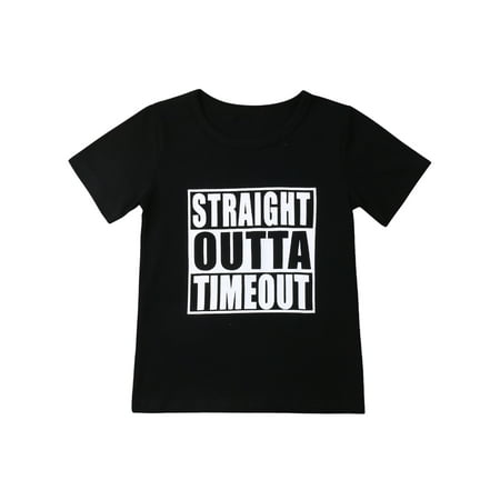

IZhansean Casual Cotton Toddler Baby Kids Boy Girl Short Sleeve Letter Cotton T Shirt Tops Black 5-6 Years