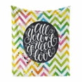 thumbnail image 1 of Saying Soft Flannel Fleece Blanket, Cursive All You Need is Love Written in Round on Watercolor Vivid Chevron Backdrop, Cozy Plush for Indoor and Outdoor Use, 50" x 70", Multicolor, by Ambesonne, 1 of 5