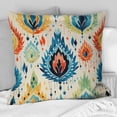 thumbnail image 2 of Designart "Fusion of Blue and Orange Ikat Mosaic" Ikat Printed Throw Pillow, 2 of 5