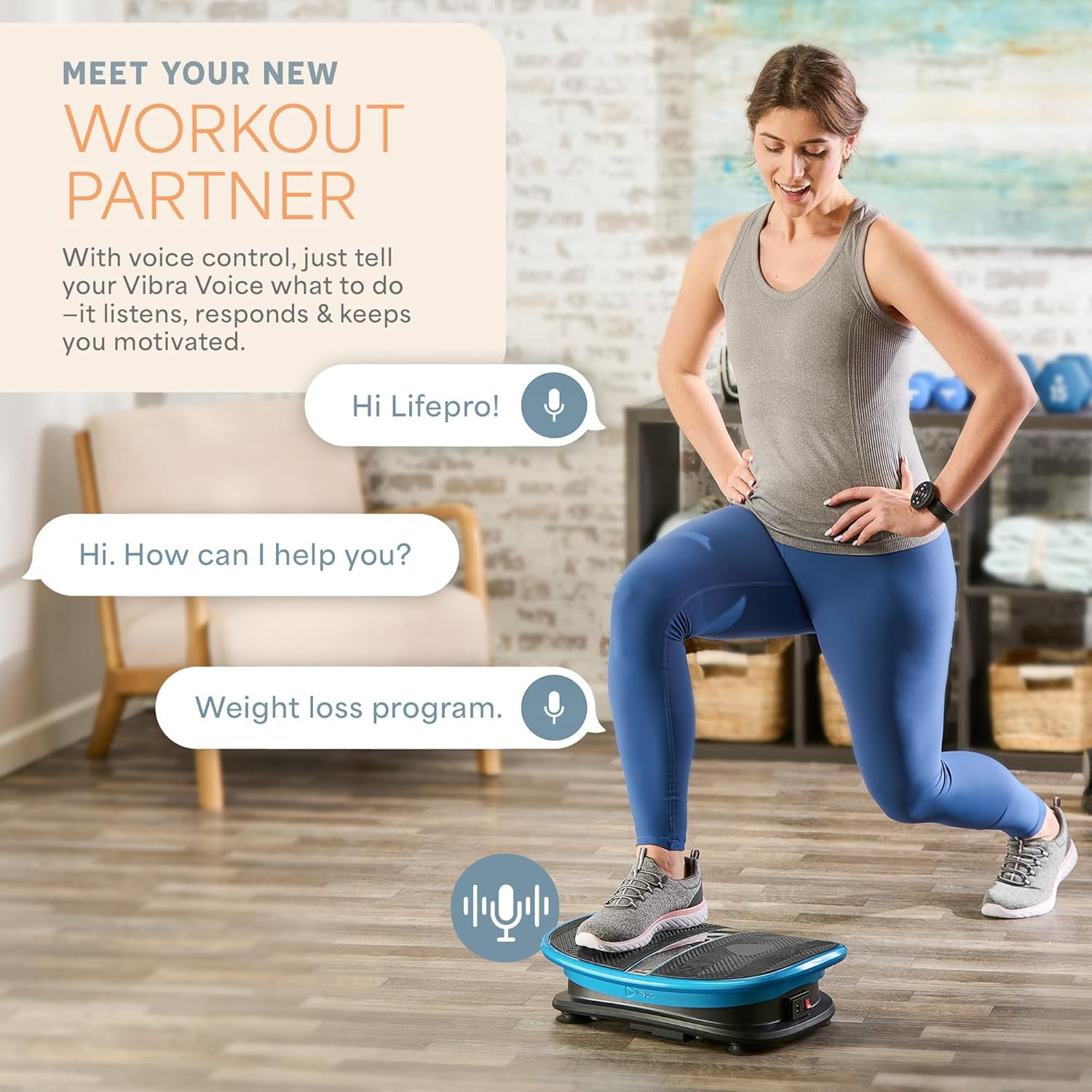 LifePro Waver Mini Vibration Plate Exercise Machine, Compact Home Workout Vibrating Plate with Voice Control, Remote, Curved Platform, 260 lb Capacity