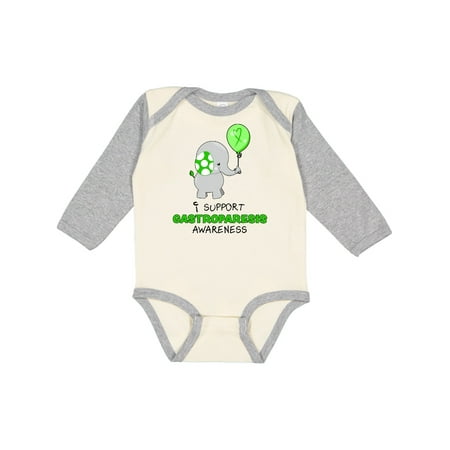 

Inktastic I Support Gastroparesis Awareness- elephant and balloon Gift Baby Boy or Baby Girl Long Sleeve Bodysuit