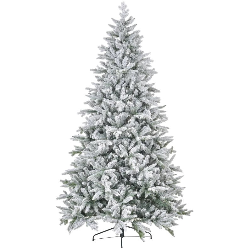 Festive Christmas Decor Artificial Flocked Christmas Tree with Snow Tips, Hinged Xmas Tree